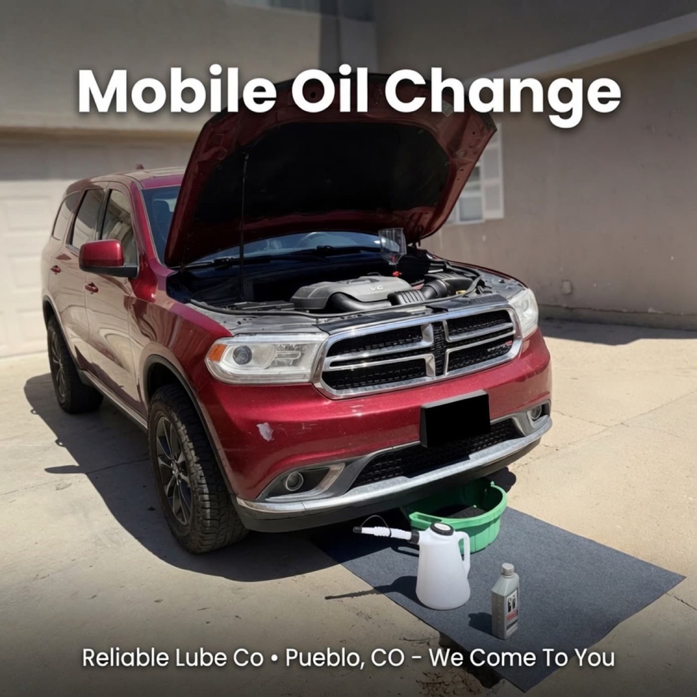 Mobile oil change on SUV
